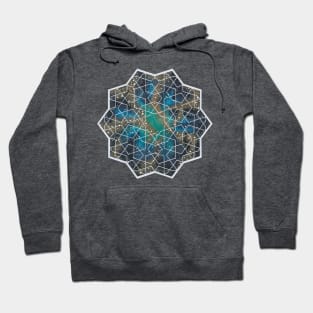 Galaxy artwork with geometric pattern and silver lines Hoodie